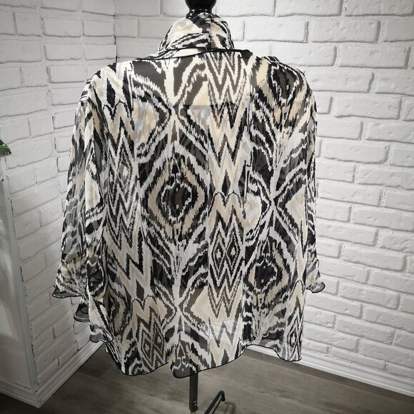 NWT Dress Barn Ladies Size 2X Black/Tan/Beige Twin Set Cami & Blouse - Picture 2 of 14